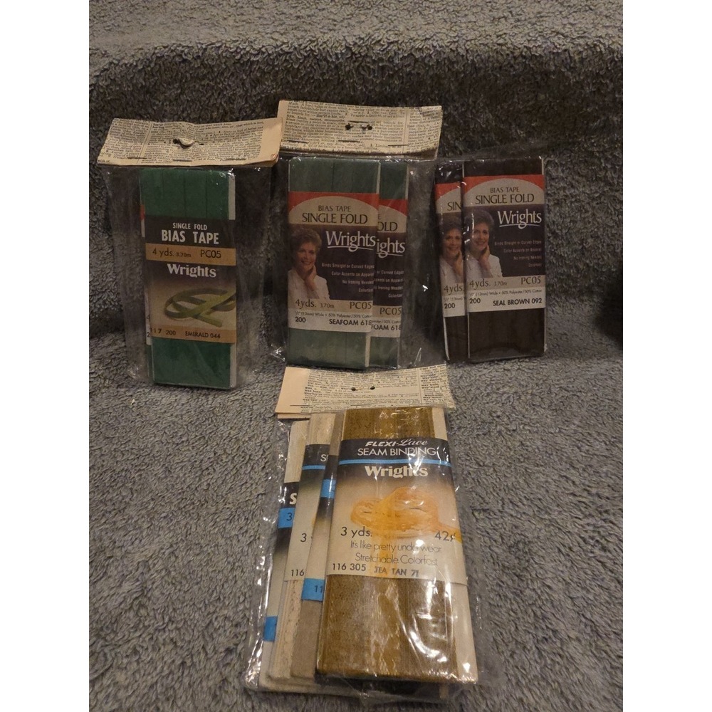 Vintage Wrights Sewing Bias Tape And Seam‎ Binding Set Of 10 Mixed Lot